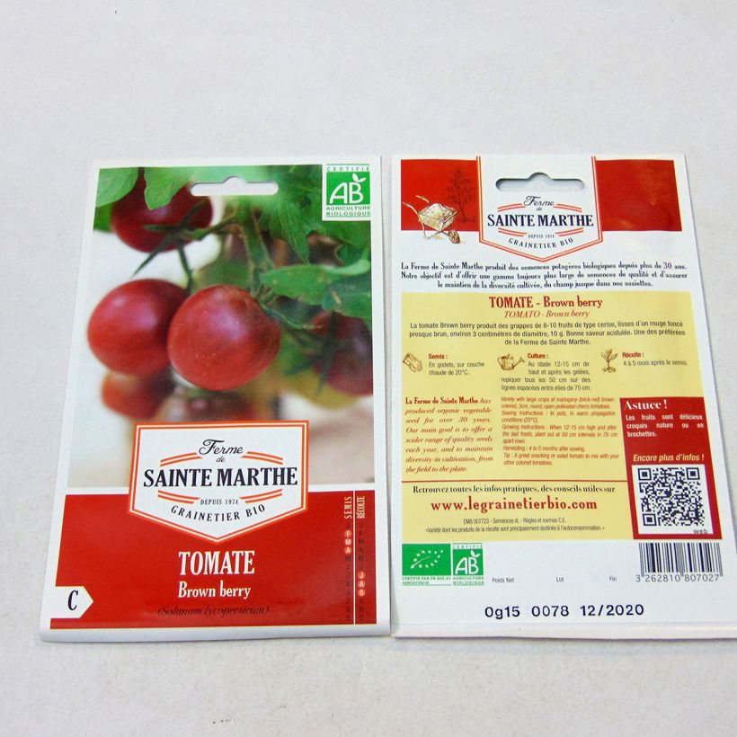 Ejemplo de ejemplar de Tomate Brown Berry saco de 50 semillas tal y como se entrega