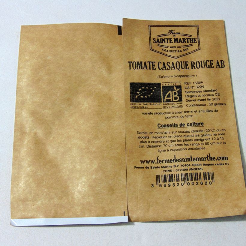 Ejemplo de ejemplar de Tomate Casaque Rouge saco de 50 semillas tal y como se entrega
