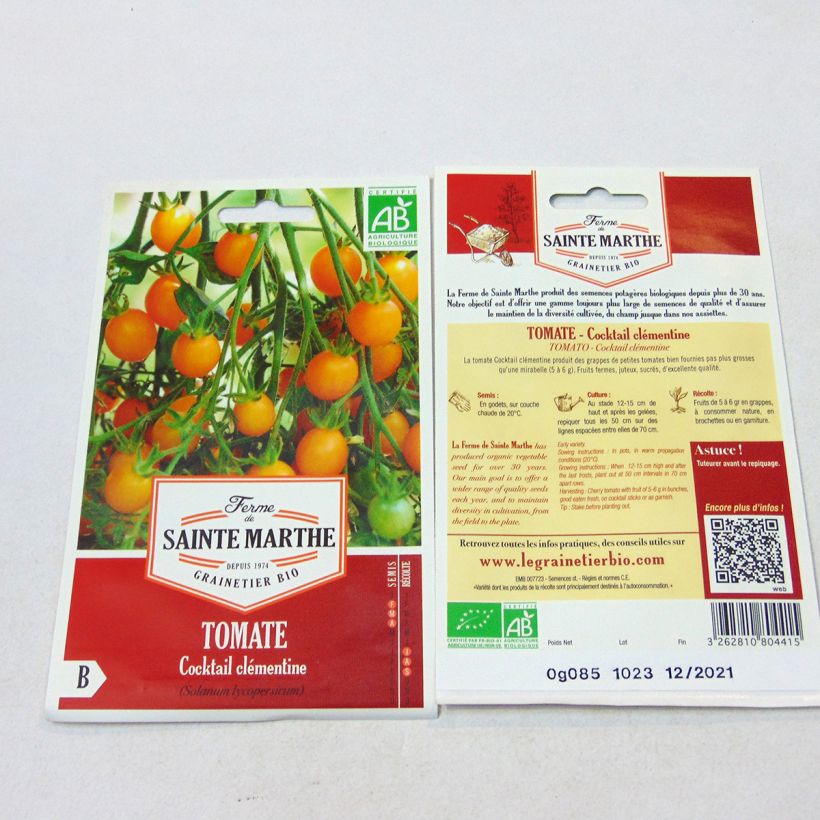 Ejemplo de ejemplar de Tomate Cocktail Clémentine saco de 50 semillas tal y como se entrega