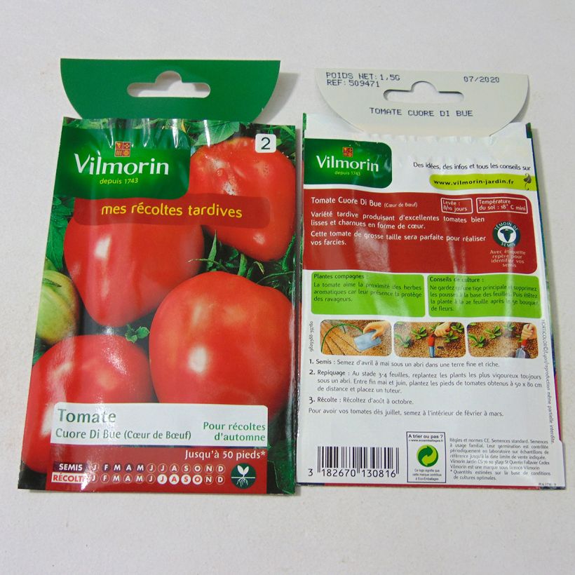 Ejemplo de ejemplar de Tomate Cuor di Bue - Vilmorin saco de 300 semillas (1g) tal y como se entrega