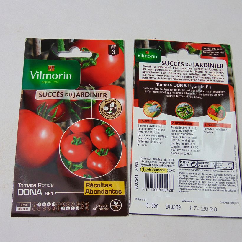 Ejemplo de ejemplar de Tomate Dona saco de 90 semillas (0.3g) tal y como se entrega