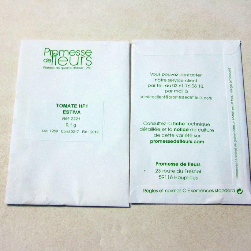 Ejemplo de ejemplar de Tomate Estiva F1 saco de 25 semillas (0,1g) tal y como se entrega