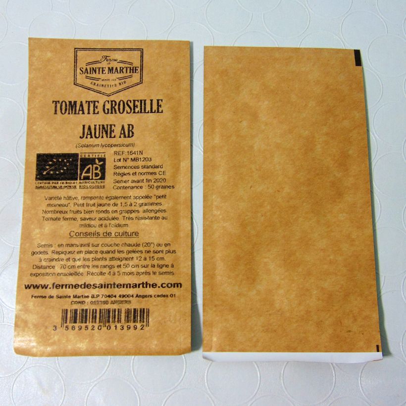 Ejemplo de ejemplar de Tomate Groseille Jaune saco de 50 semillas tal y como se entrega