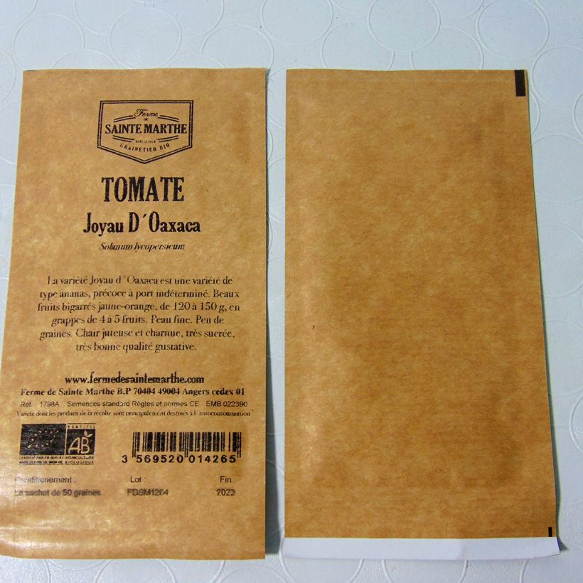 Ejemplo de ejemplar de Tomate Joyau d'Oaxaca saco de 50 semillas tal y como se entrega