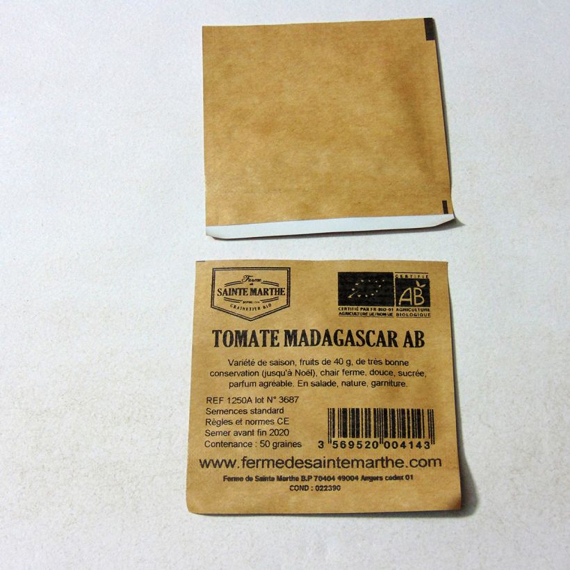 Ejemplo de ejemplar de Tomate Madagascar saco de 50 semillas tal y como se entrega