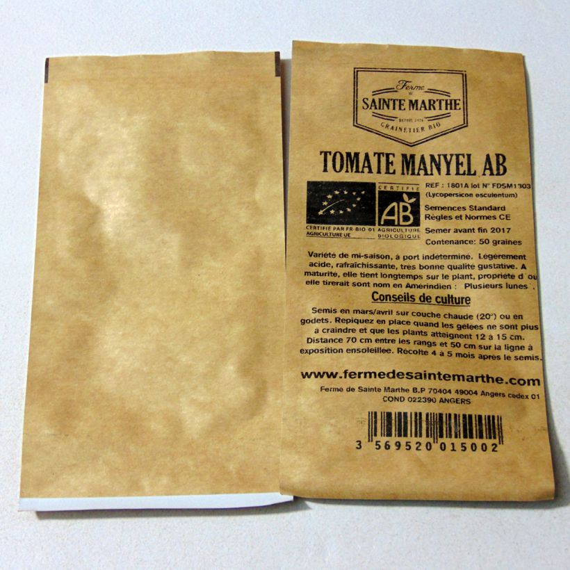 Ejemplo de ejemplar de Tomate Manyel saco de 50 semillas tal y como se entrega