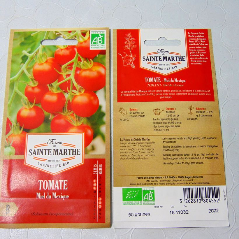 Ejemplo de ejemplar de Tomate Miel Du Mexique saco de 25 semillas tal y como se entrega