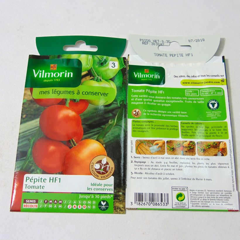 Ejemplo de ejemplar de Tomate Pépite saco de 90 semillas (0.3g) tal y como se entrega