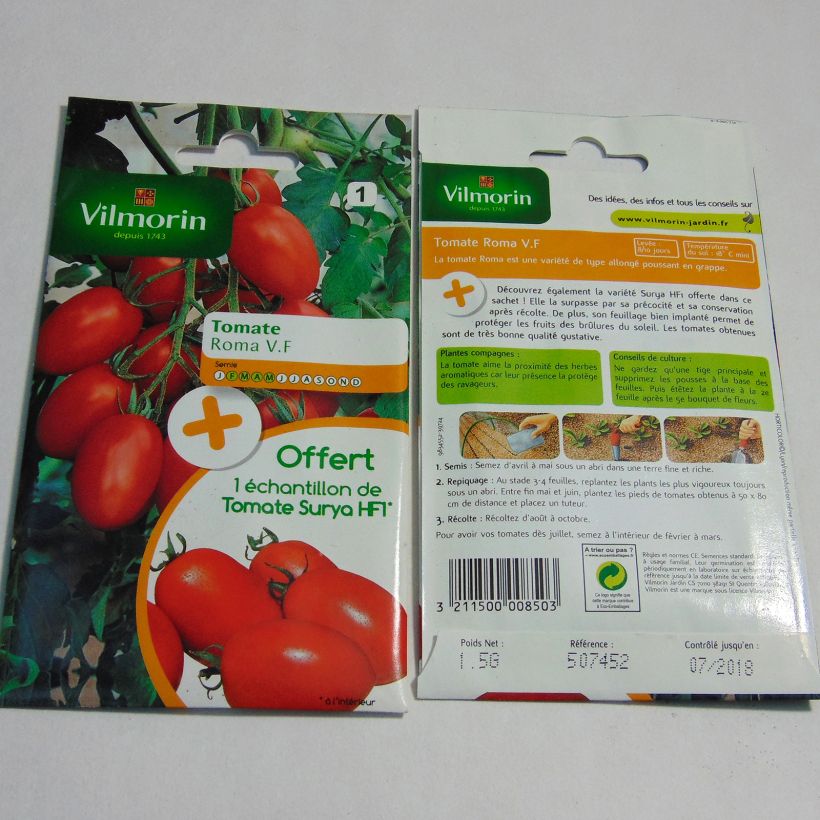 Ejemplo de ejemplar de Tomate Roma V.F - Vilmorin saco de 450 semillas (1.5g) tal y como se entrega