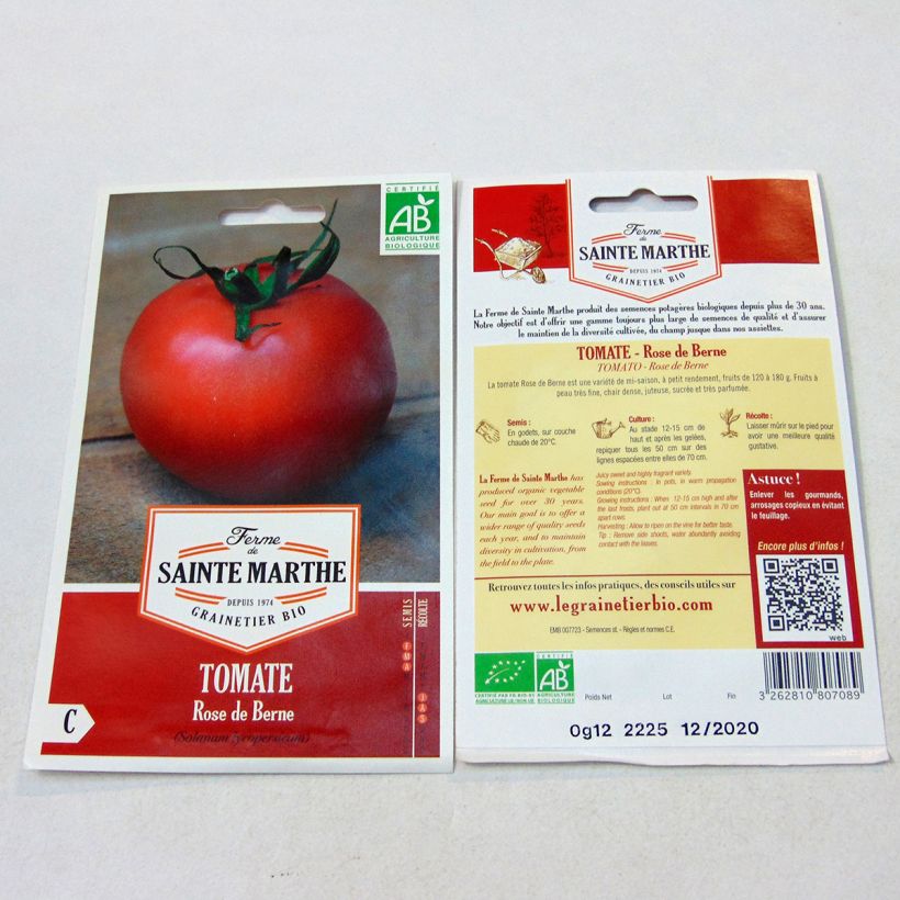Ejemplo de ejemplar de Tomate Rose De Berne Bio - Ferme de Sainte Marthe saco de 40 semillas tal y como se entrega