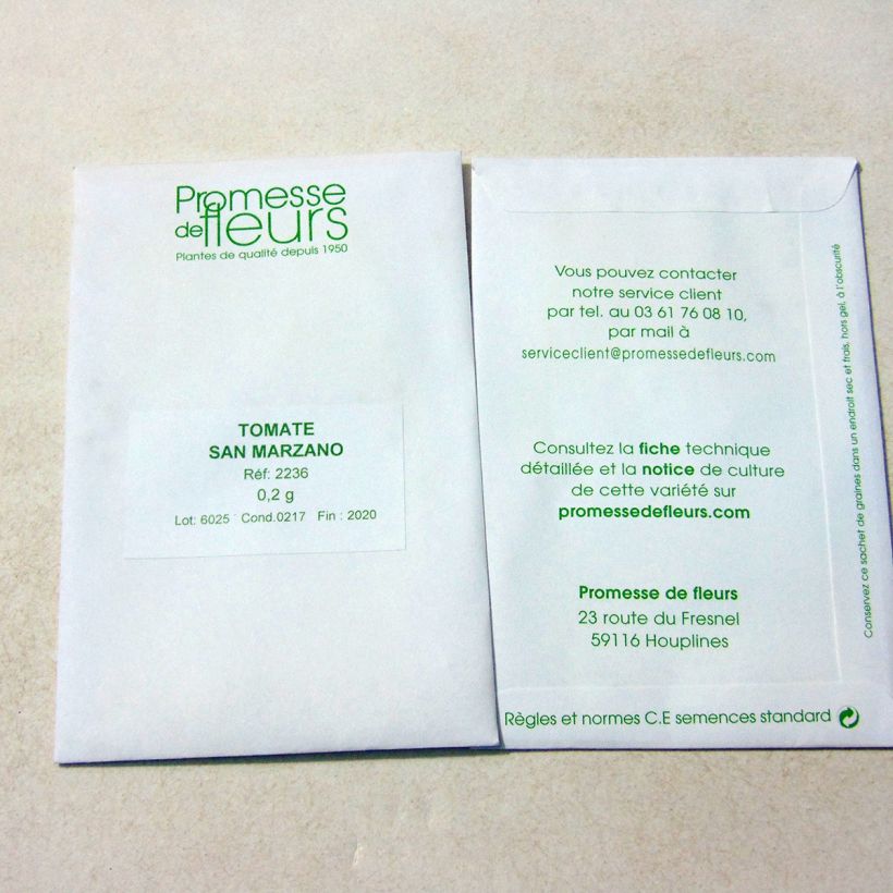Ejemplo de ejemplar de Tomate San Marzano saco de 75 semillas (0,2g) tal y como se entrega