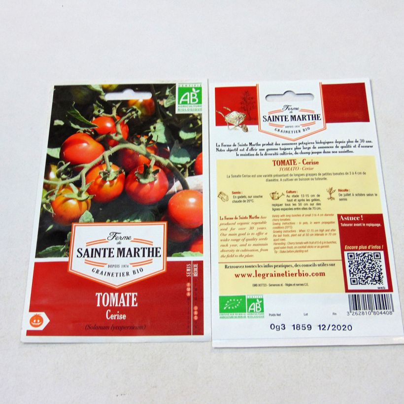 Ejemplo de ejemplar de Tomate cherri Cerise saco de 50 semillas tal y como se entrega