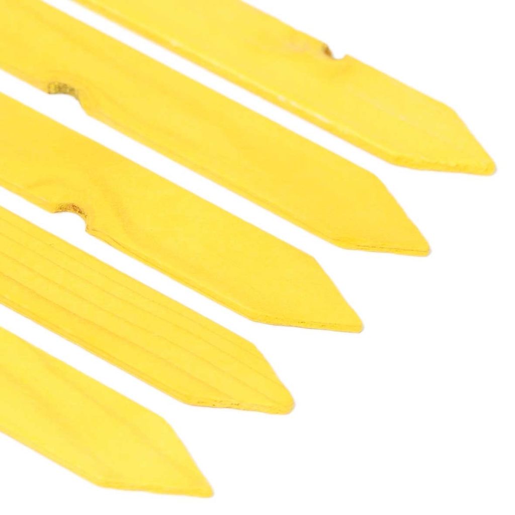 Etiqueta para plantar en madera amarilla