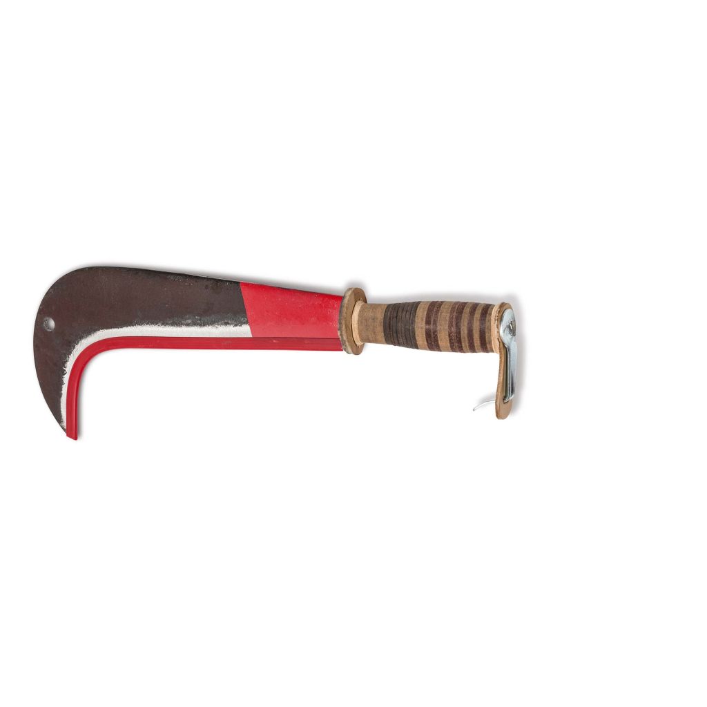 Serpeta de jardín Polet con mango de cuero para desbrozar y desramar