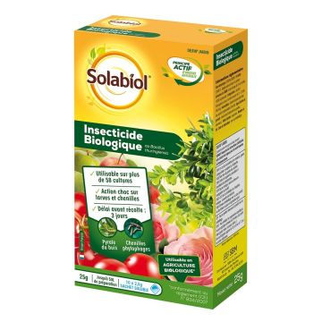 Insecticida biológico Solabiol en caja de 10 sobres-dosis de 2.5 g